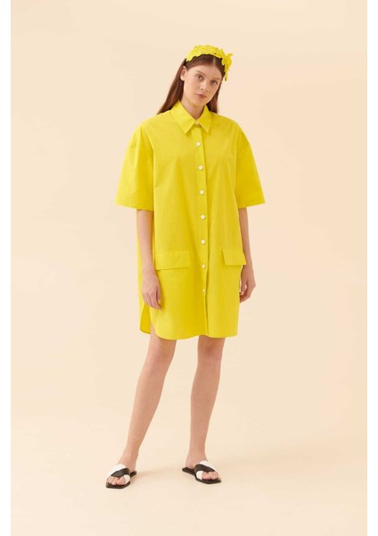 Düğmeli Elbise Sarı Y2311028_009 fırsatları