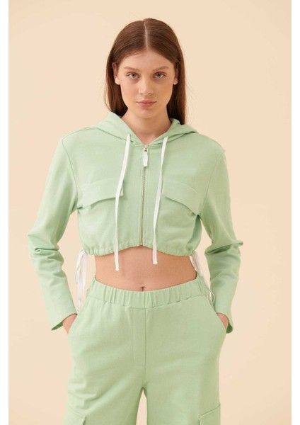 Crop Sweatshirt Yeşil Y2323808_012