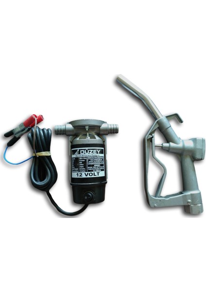 12 Volt 3/4'' Hortum Çıkışlı Dıştan Çekme Mazot Aktarma Sıvı Transfer Pompası (Su - Süt - Yağ) & Akaryakıt Tabancası Seti