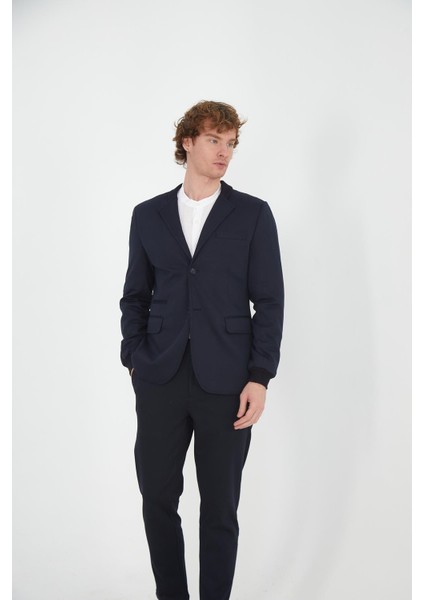 Erkek Regular Fit Düğmeli Çok Cepli Blazer Rahat Spor Ceket