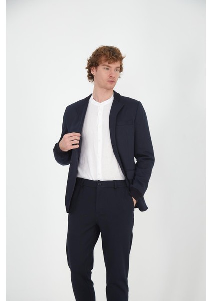Erkek Regular Fit Düğmeli Çok Cepli Blazer Rahat Spor Ceket