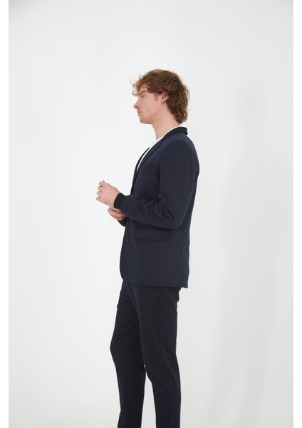 Erkek Regular Fit Düğmeli Çok Cepli Blazer Rahat Spor Ceket
