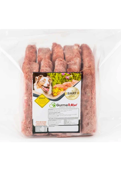 Gurmeraw Barf Plus - 5-20KG Çiğ Köpek Maması Barf - 100 Gr’lık Porsiyonlar Halinde Gurme