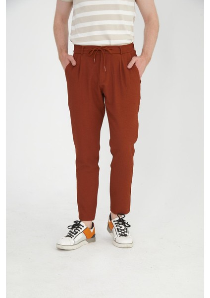 Erkek Regular Fit Fermuarlı ve Bağcıklı Rahat Jogger Pantolon