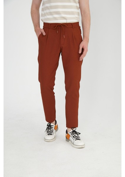 Erkek Regular Fit Fermuarlı ve Bağcıklı Rahat Jogger Pantolon