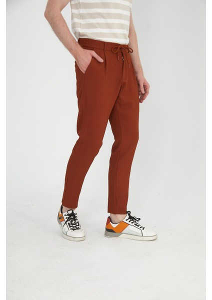 Erkek Regular Fit Fermuarlı ve Bağcıklı Rahat Jogger Pantolon
