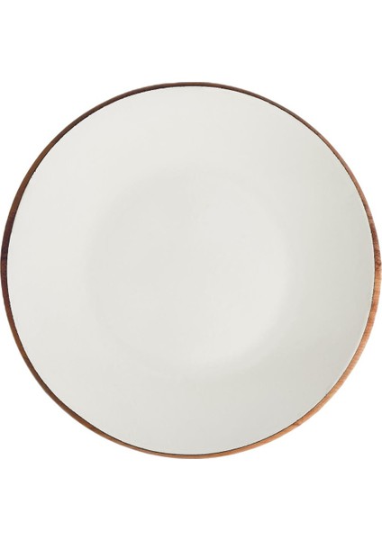 Döküm Yuvarlak Servis Tabağı Ve Kayın Servis Ahşabı. Içi Sable Çap(Ø)25cm.