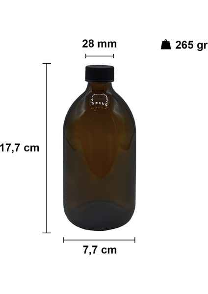 500 cc Amber Ecza Siyah Kilitli Kapaklı Kahverengi Yuvarlak Cam Şişe 500 ml Ecza Şişesi 1 Adet