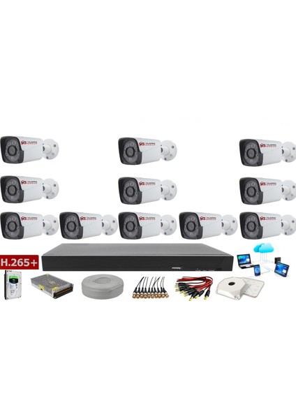 Metal Kasa Gece Görüşlü 11 Kameralı 5 Mp Sony Lens Ahd Güvenlik Kamera Sistemi