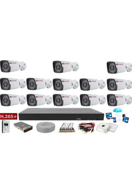 Metal Kasa Gece Görüşlü 13 Kameralı 5 Mp Sony Lens Ahd Güvenlik Kamera Sistemi