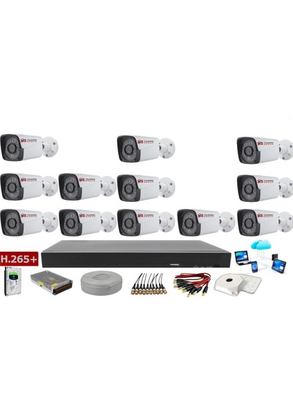 Metal Kasa Gece Görüşlü 12 Kameralı 5 Mp Sony Lens Ahd Güvenlik Kamera Sistemi