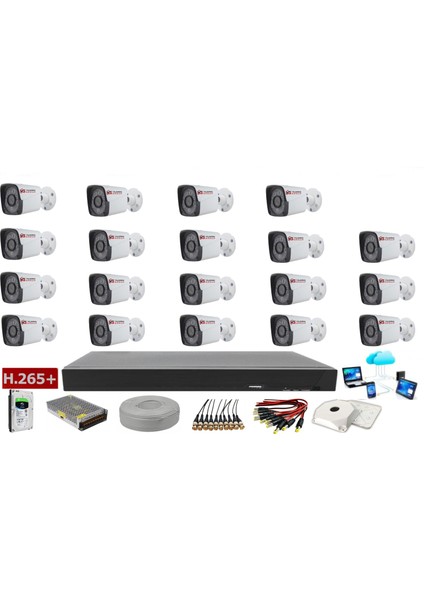 Metal Kasa Gece Görüşlü 19 Kameralı 5 Mp Sony Lens Ahd Güvenlik Kamera Sistemi