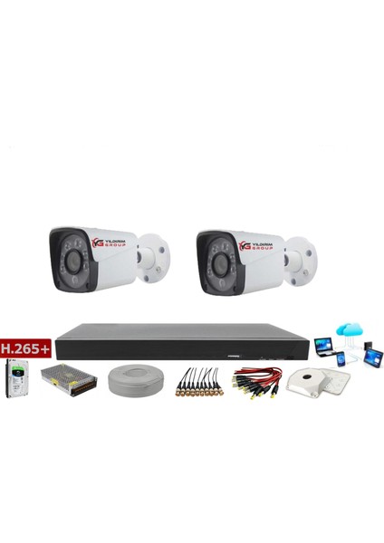 Metal Kasa Gece Görüşlü 2 Kameralı 5 Mp Sony Lens Ahd Güvenlik Kamera Sistemi