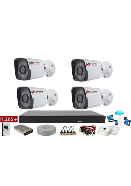 KAMPANYALI ÜRÜN Yıldırım Group Metal Kasa Gece Görüşlü 4 Kameralı 5 Mp Sony Lens Ahd Güvenlik Kamera Sistemi