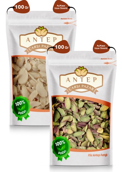 Antep Çarşı Pazar File Antep Fıstığı 100 Gr. | File Badem 100 Gr.