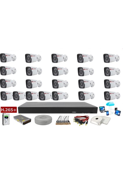 Metal Kasa Gece Görüşlü 22 Kameralı 5 Mp Sony Lens Ahd Güvenlik Kamera Sistemi