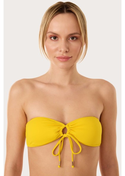 63567 Sarı Straplez Bikini Üstü