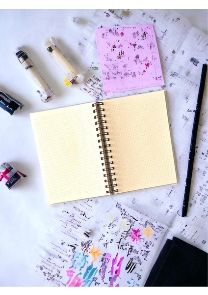 Bullet Journal | Noktalı | A5 | Bakır Çelik Spiral | 120 Sayfa | Özel Tasarım Pro Defter | Karton Kapak BJ09-T505