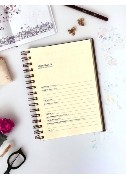 Bullet Journal | Noktalı | A5 | Bakır Çelik Spiral | 120 Sayfa | Özel Tasarım Pro Defter | Karton Kapak BJ09-T505