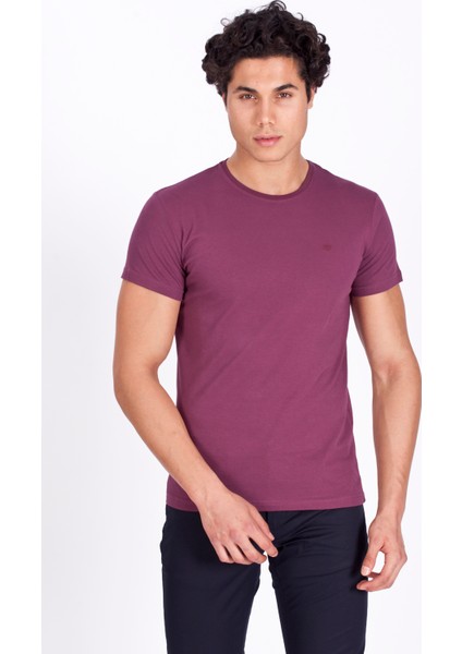 Erkek Bisiklet Yaka Slim Fit Düz Tshirt % 100 Pamuk 1050 Ncs