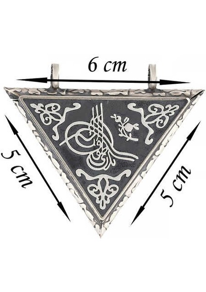 Gümüş Üçgen Içi Açılabilen Tuğra Muskalık Kolye