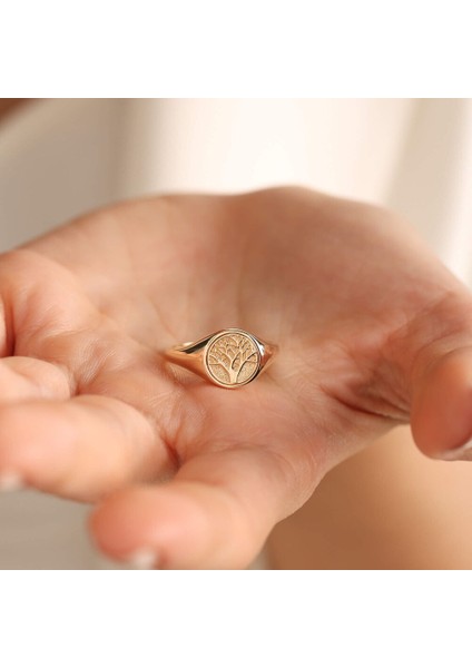 14 Ayar Altın Şövalye Yüzük Hayat Ağacı Kabartmalı fiyatları