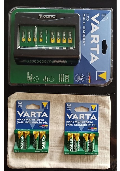 Multi Plus Pil Şarj Cihazı Şarjlı 2100 mah 8 Adet Kalem Pil ve Çanta