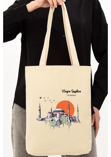 Kanvas Ayasofya Baskılı Bez Çanta