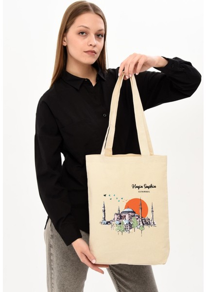 Kanvas Ayasofya Baskılı Bez Çanta modelleri
