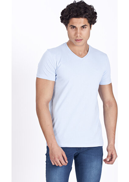 Erkek V Yaka Slim Fit % 100 Pamuk T-Shirt Ncs 1051