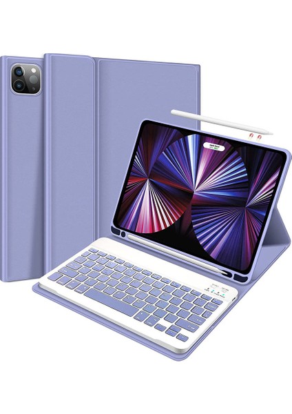 Ipad Pro 4.nesil 11" Inç (M2 Çipli) 2022 Uyumlu Bluetooth Türkçe Q Klavyeli Kılıfı (Tablet Değildir)