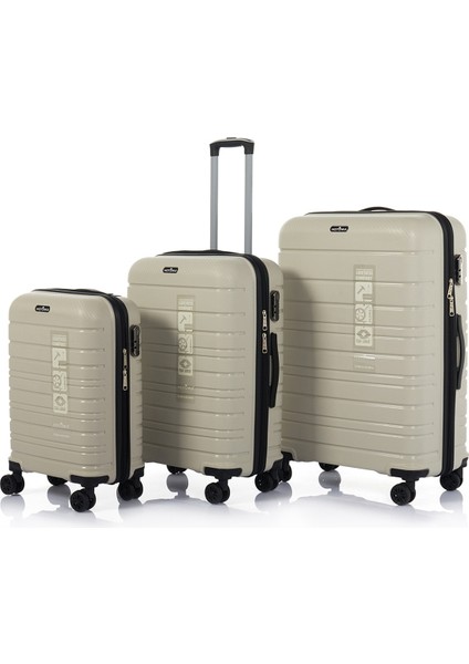 Gold Pp Valiz 8010 Ekru Tsa Kilitli Üçlü Set