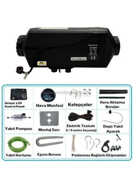VizyonPower 5kw Webasto Tipi Dizel Ortam Isıtıcı - 12v