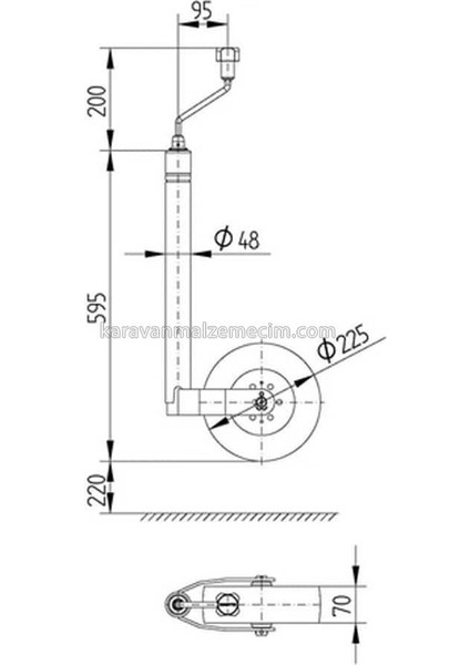 Destek Tekeri Pilot Teker 150 kg 48MM Geniş Taban