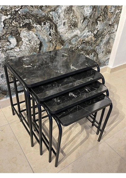 AslanStore Metal Zigon Sehpa Orta Sehpa Yan Sehpa Metal 4'lü
