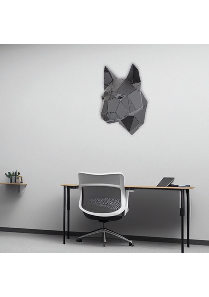 Geometrik Desen Lazer Kesim Metal Minyatür Bull Terrier Kafası Origami Duvar Dekorasyonu fiyatları