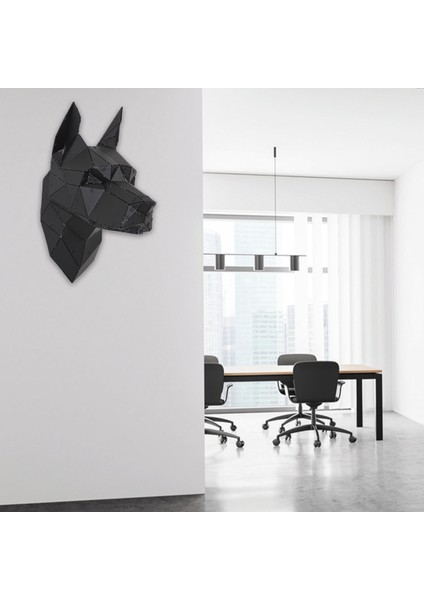 Geometrik Desen Lazer Kesim Metal Doberman Kafası Origami Duvar Dekorasyonu fiyatları