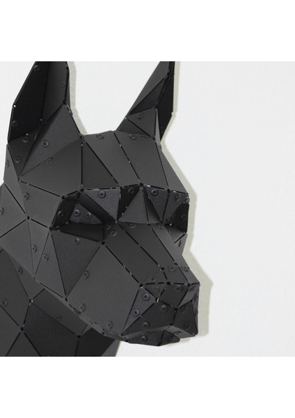 Geometrik Desen Lazer Kesim Metal Doberman Kafası Origami Duvar Dekorasyonu modelleri