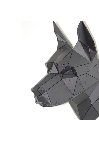 Geometrik Desen Lazer Kesim Metal Doberman Kafası Origami Duvar Dekorasyonu fırsatları