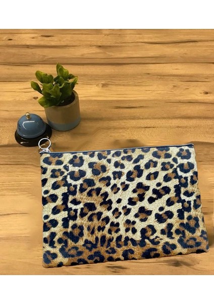 Leopar Desenli Clutch Portföy Çanta