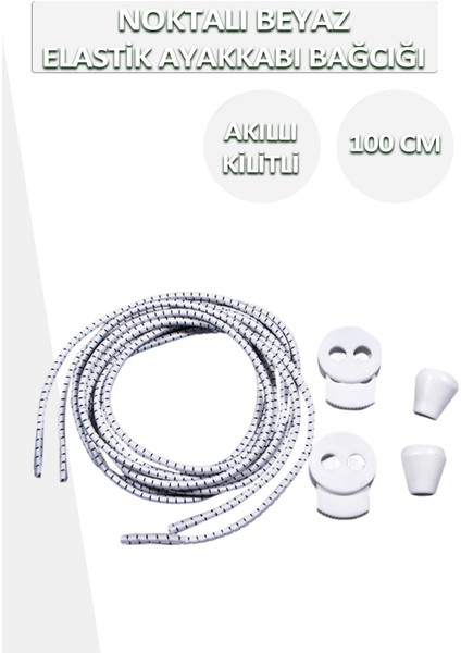 Lucky Akıllı Kilitli Elastik Noktalı Ayakkabı Bağcık 100 cm