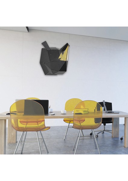 Geometrik Desen Lazer Kesim Metal Gergedan Kafası Origami Duvar Dekorasyonu