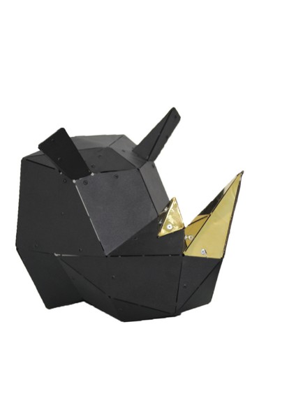Geometrik Desen Lazer Kesim Metal Gergedan Kafası Origami Duvar Dekorasyonu modelleri