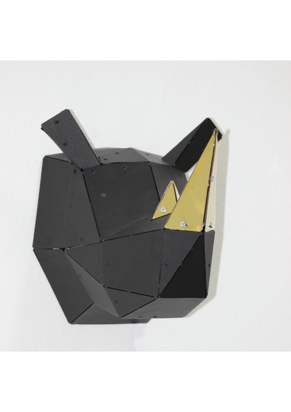 Geometrik Desen Lazer Kesim Metal Gergedan Kafası Origami Duvar Dekorasyonu fırsatları