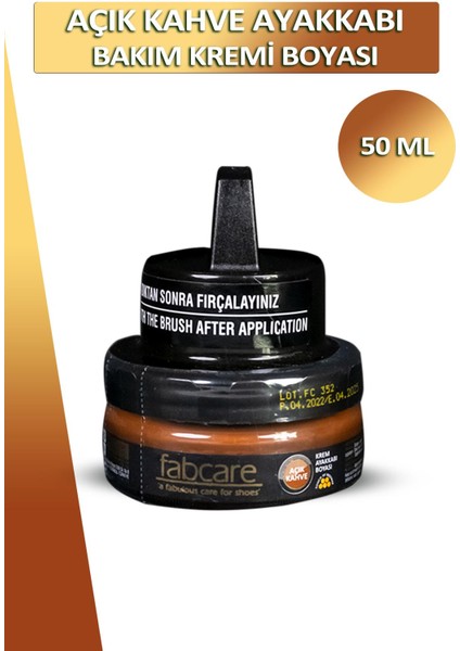 Fabcare Ayakkabı Bakım Kremi Boyası Cam Kavanoz Süngerli 50 ml