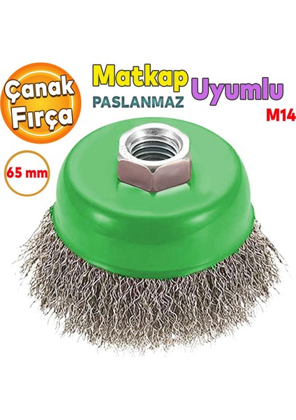 Saçaklı Çanak Fırça Paslanmaz 65 mm M14