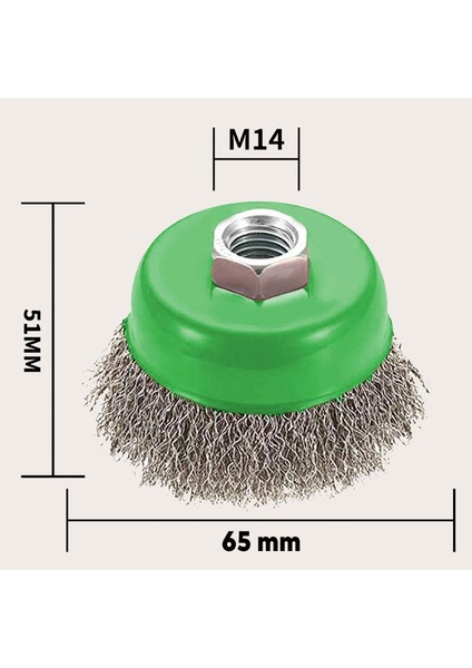 Saçaklı Çanak Fırça Paslanmaz 65 mm M14 modelleri