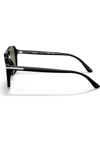 PR 20YS 1AB03R 55 Polarize Erkek Kare Siyah Kemik Güneş Gözlüğü