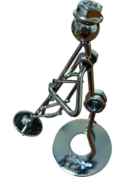 Trompet Çalan Metal Adam Süs Biblo