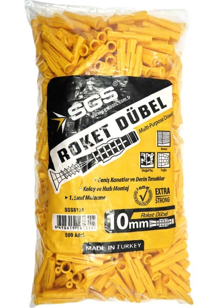 Sarı Roket Dübel 10 mm 500 Adet